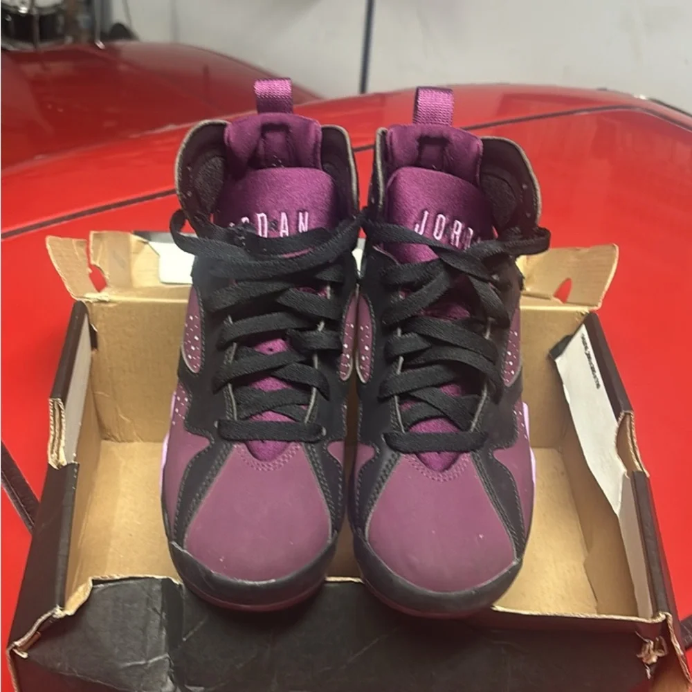 Jordan Retro 7 Black & Purple Girls Basketball Shoes